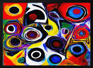 Vibrant Abstract Circles | Poster - Black Metal Frame Interior