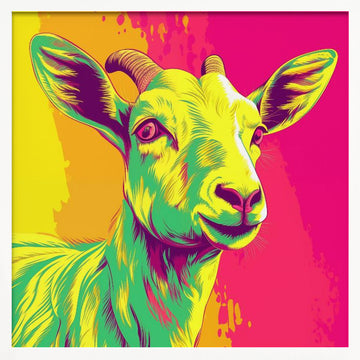 Colorful Smiling Goat | Poster - White Frame Interior