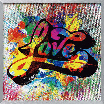 Colorful Love Splatter | Poster - Silver Frame Interior