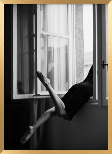 Graceful Legs Open Window | Poster - Gold Frame Interior