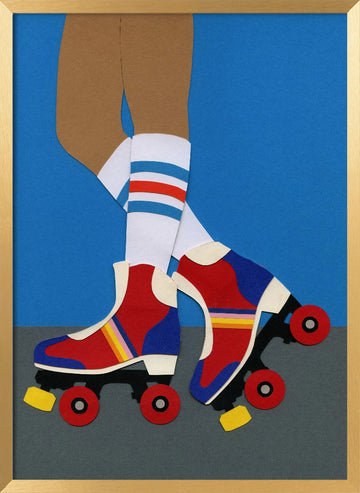 Retro Roller Skates | Poster - Gold Frame Interior