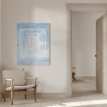 White Linear Patterns With Geometric Design | Canvas - Room Interior 1