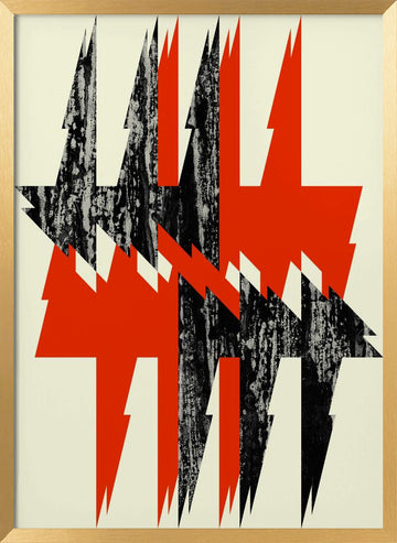 Bold Jagged Lightning | Poster - Gold Frame Interior