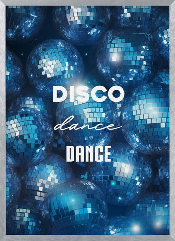 Blue Disco Dance Party | Poster - Silver Frame Interior