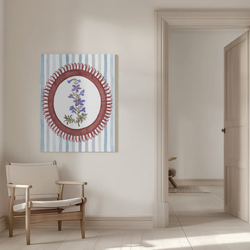 Green Stripes Purple Flower | Canvas - Room Interior 1