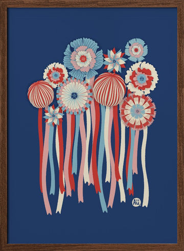 Patriotic Rosette Ribbons | Poster - Walnut Frame Interior