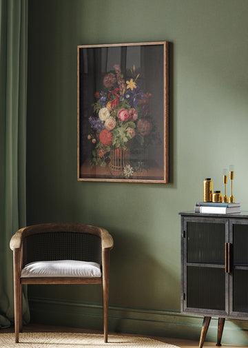 A Light Cane Basket With Flowers By C. D. Fritzsch | Poster - Room Interior 2