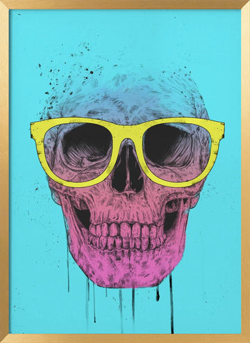 Vibrant Skull Glasses | Poster - Gold Frame Interior