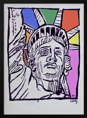 Pop Art Lady Liberty | Poster - Black Metal Frame Interior