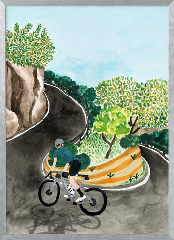 Scenic Mountain Cycling | Poster - Silver Frame Interior
