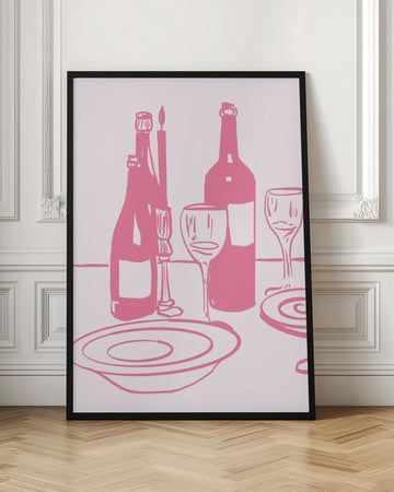 Dinnerandwine(pink) | Poster - Room Interior 1