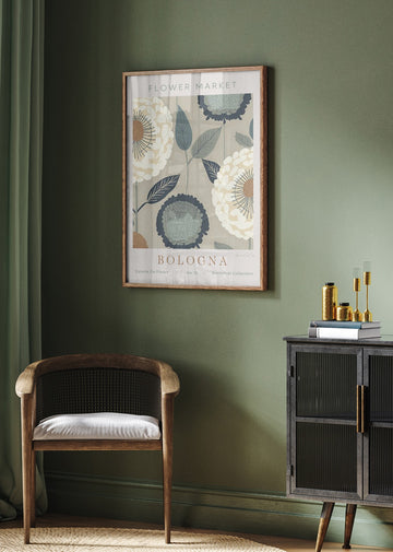 Blue Botanical Bloom | Poster - Room Interior 2