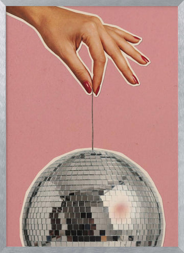Retro Disco Hand | Poster - Silver Frame Interior