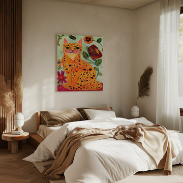 Whimsical Spotted Cat | Canvas - Room Interior 2