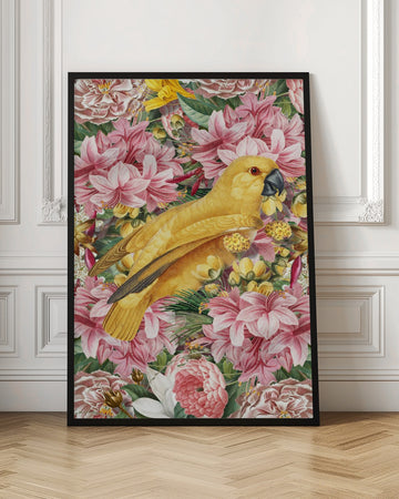 Yellow Parrot Tropical Flowers | Poster - Room Interior 1