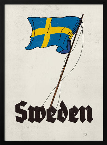 Vintage Sweden Flag | Poster - Black Metal Frame Interior