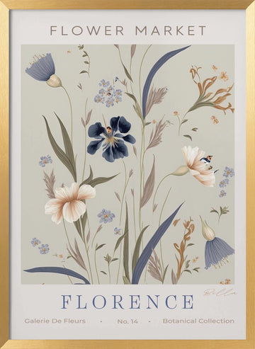 Flower Market Florence | Poster - Gold Frame Interior