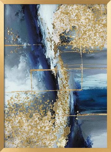 Glimmering Blue Abstract | Poster - Gold Frame Interior