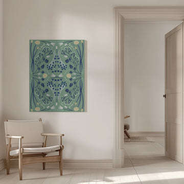 Folk Mirrored - Blue and Green | Canvas - Room Interior 1