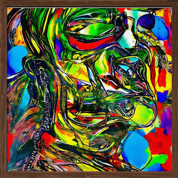Vibrant Abstract Face | Poster - Walnut Frame Interior