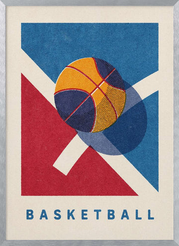 Retro Basketball Game | Poster - Silver Frame Interior