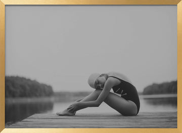 Quiet Lake Swimmer | Poster - Gold Frame Interior