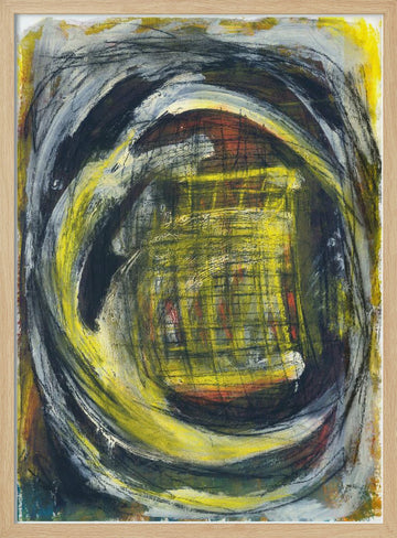 Energetic Yellow Vortex | Poster - Wood Frame Interior