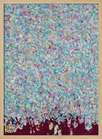 Joyful Petal Shower | Poster - Wood Frame Interior