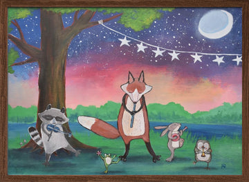 Whimsical Animal Band | Poster - Walnut Frame Interior