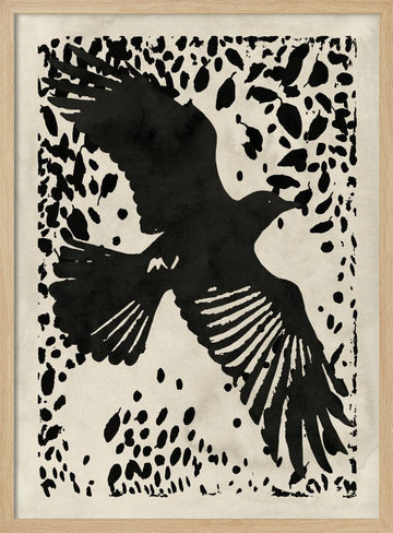 Dark Raven Soaring | Poster - Wood Frame Interior