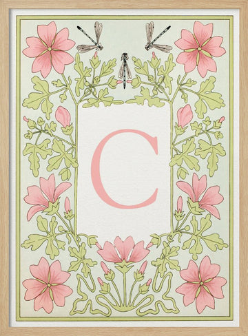 Botanical Initial C | Poster - Wood Frame Interior