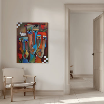 Colorful Abstract Faces | Canvas - Room Interior 1