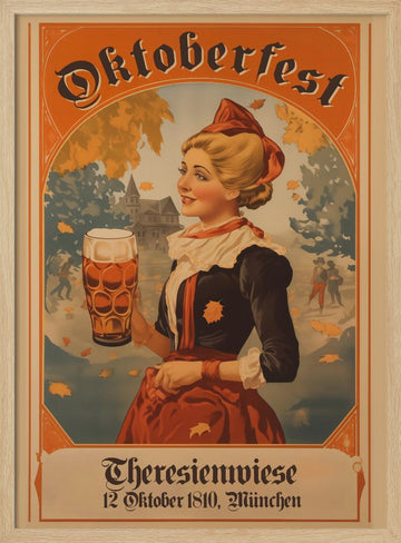 Oktoberfest Bavarian Woman | Poster - Wood Frame Interior