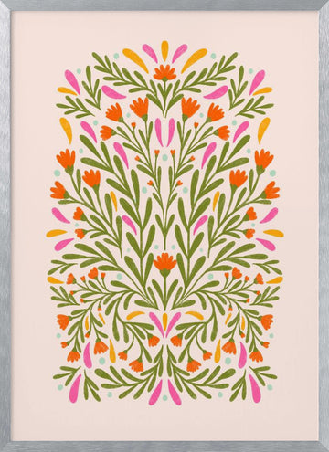 Cheerful Botanical Design | Poster - Silver Frame Interior