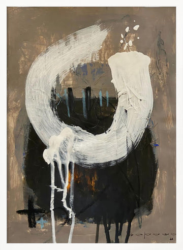 Expressive White Strokes | Poster - White Frame Interior