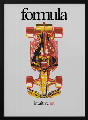 Vibrant Race Car Top View | Poster - Black Metal Frame Interior