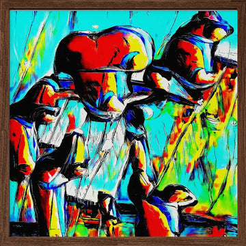 Colorful Abstract Bears | Poster - Walnut Frame Interior