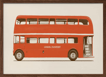 London Double Decker | Poster - Walnut Frame Interior