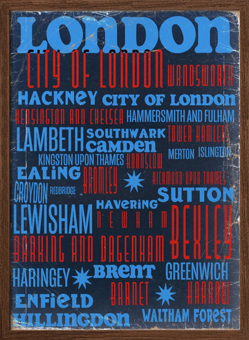 London City Typography | Poster - Walnut Frame Interior