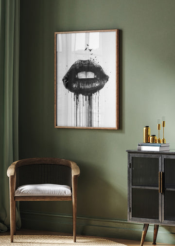 Dark Lips With Birds | Poster - Room Interior 2