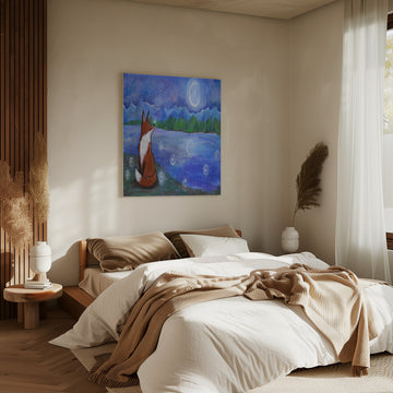 Moonlit Fox Dreams | Canvas - Room Interior 2