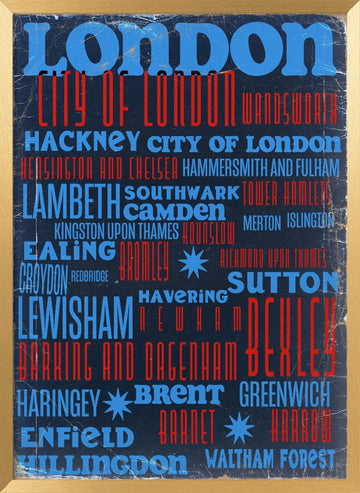 London City Typography | Poster - Gold Frame Interior