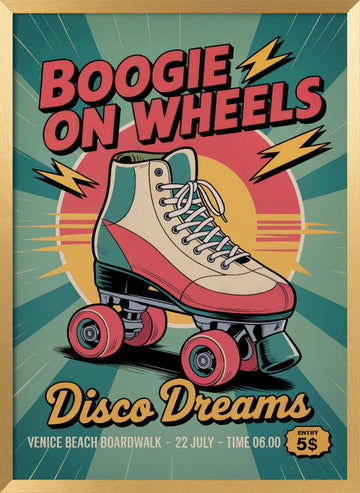 Boogie Wheels Disco Dreams | Poster - Gold Frame Interior