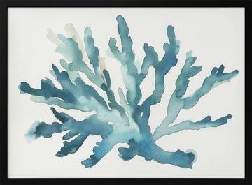 Turqoiuse Coral | Poster - Black Metal Frame Interior