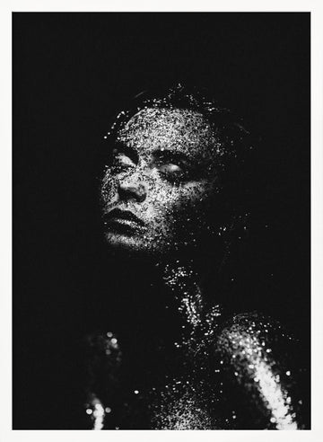 Glittering Woman Portrait | Poster - White Frame Interior