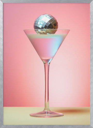 Pink Disco Martini | Poster - Silver Frame Interior