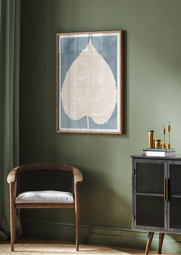 Soft Blue Fan Leaf | Poster - Room Interior 2