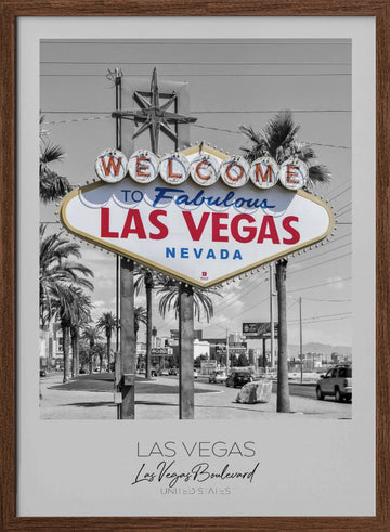 Fabulous Las Vegas Welcome | Poster - Walnut Frame Interior