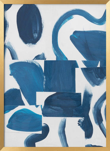 Abstract Blue Shapes | Poster - Gold Frame Interior