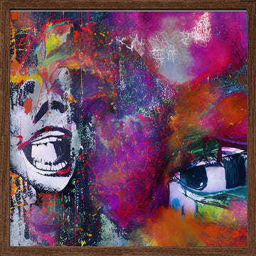 Vibrant Expressive Face | Poster - Walnut Frame Interior